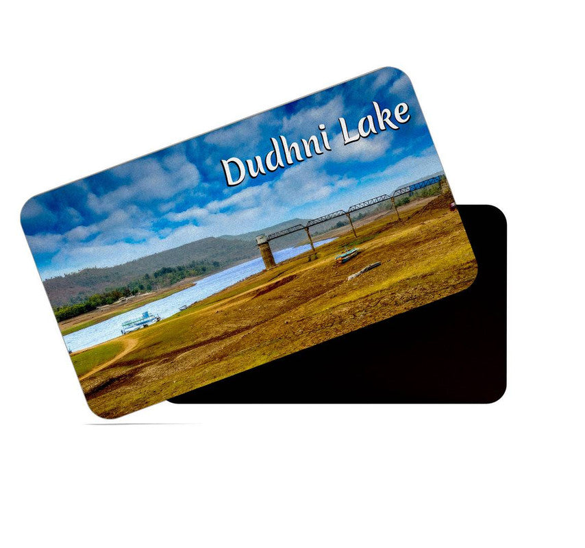 dhcrafts Rectangular Rubber Fridge Magnet / Magnetic Card Multicolor Gujarat Dudhni Lake Design Pack of 1 (8.6cm x 5.4cm)